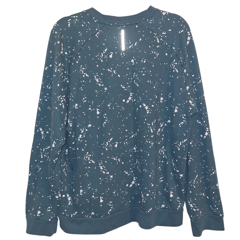ZELOS Teal Splatter Print Long Sleeve Crewneck Sweatshirt XL‎ Athletisure